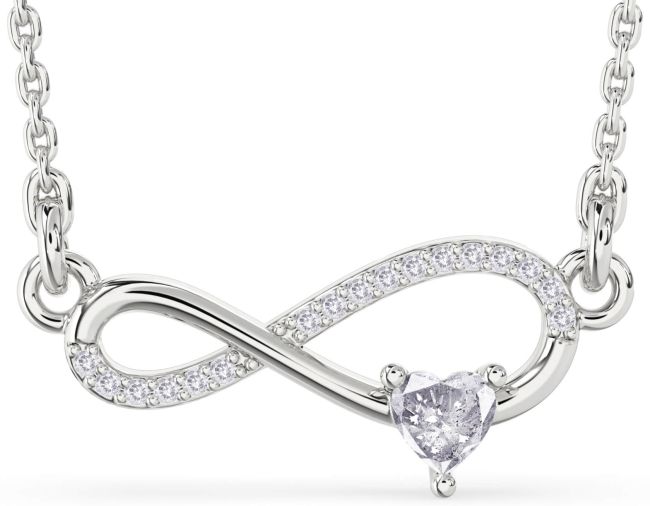 Salt & Pepper Diamond Silver Infinity Heart Necklace