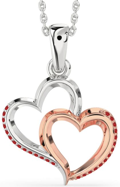 Ruby Rose Gold Silver Heart Necklace