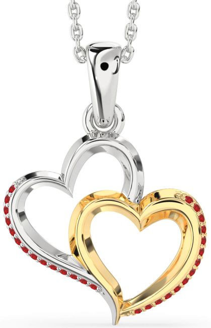 Ruby Gold Silver Heart Necklace