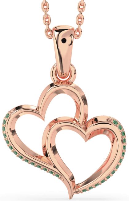 Emerald Rose Gold Heart Necklace