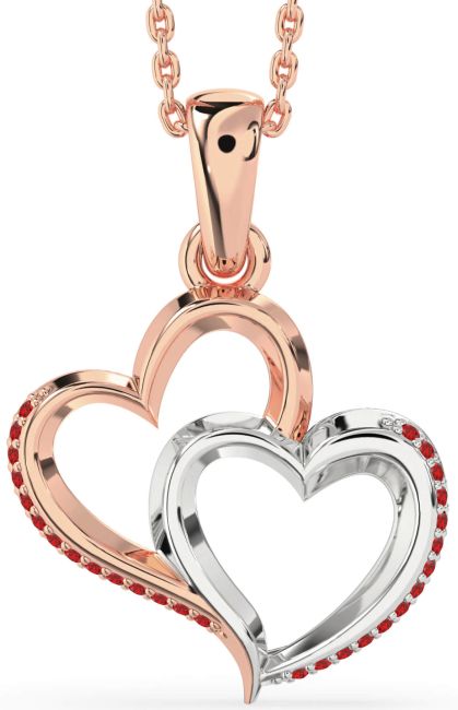 Ruby Rose Gold Silver Heart Necklace