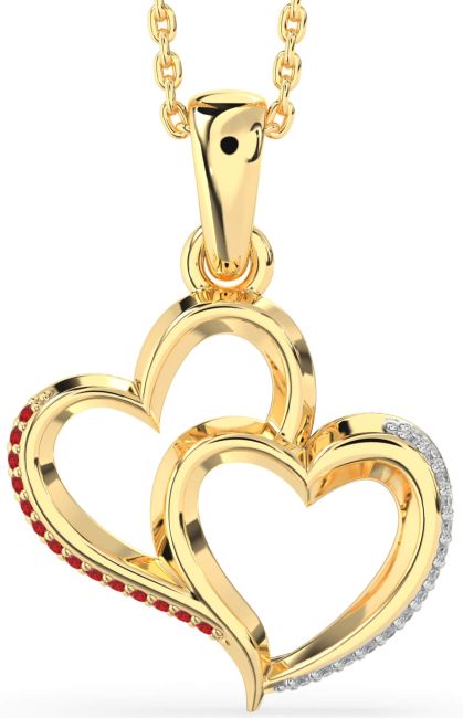 Diamond & Ruby Gold Heart Necklace