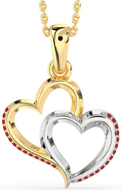 Ruby Gold Silver Heart Necklace