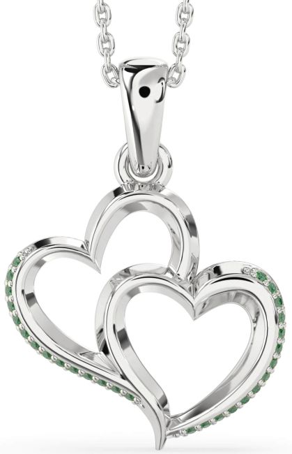 Emerald Platinum Heart Necklace