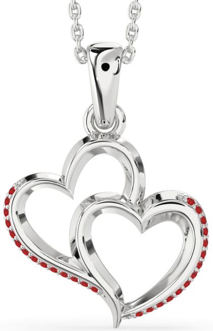 Ruby Silver Heart Necklace