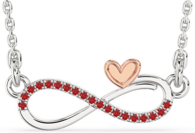 Ruby Rose Gold Silver Infinity Heart Necklace