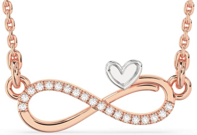 Diamond Platinum & Rose Gold Infinity Heart Necklace