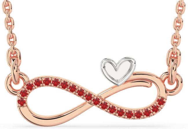 Ruby Rose Gold Silver Infinity Heart Necklace
