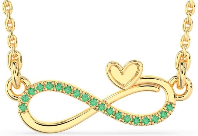 Emerald Gold Infinity Heart Necklace