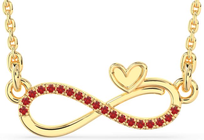 Ruby Gold Silver Infinity Heart Necklace