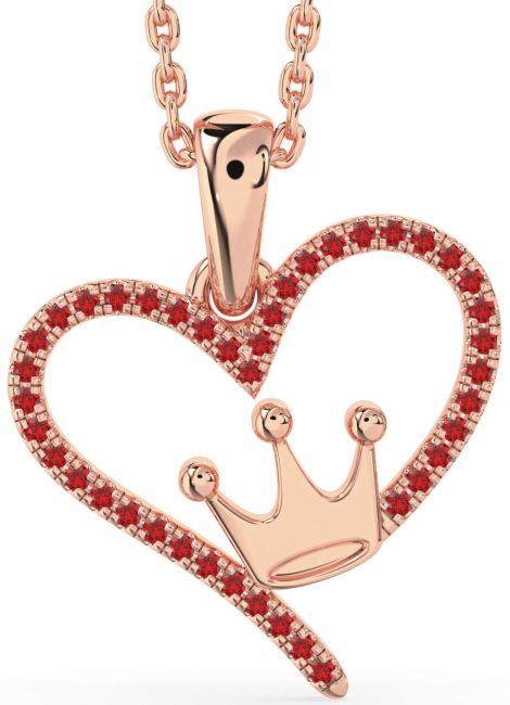 Ruby Rose Gold Heart Crown Necklace