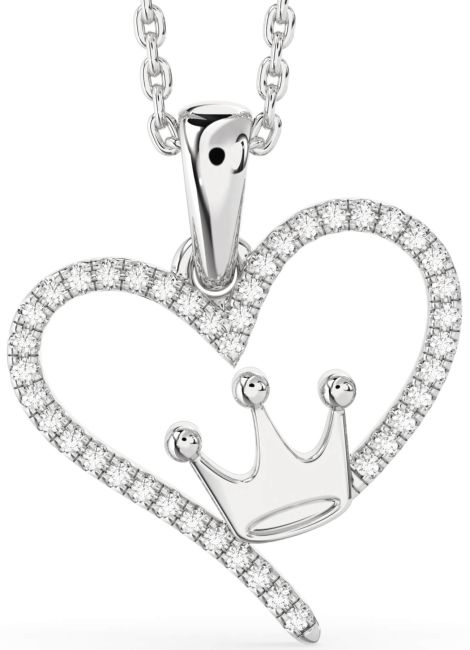 Diamond Platinum Heart Crown Necklace