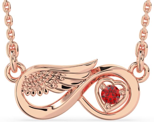 Ruby Rose Gold Infinity Wings Heart Necklace