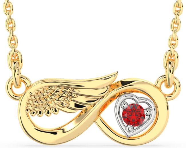 Ruby Gold Silver Infinity Wings Heart Necklace
