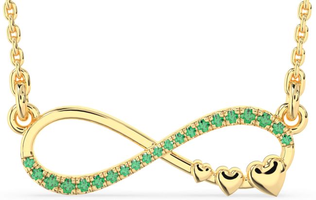 Large Emerald Gold Infinity Heart Necklace