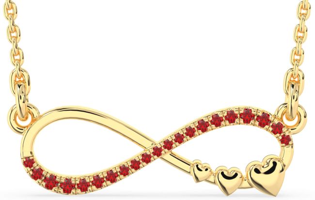 Large Ruby Gold Infinity Heart Necklace