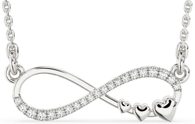 Large Diamond White Gold Infinity Heart Necklace