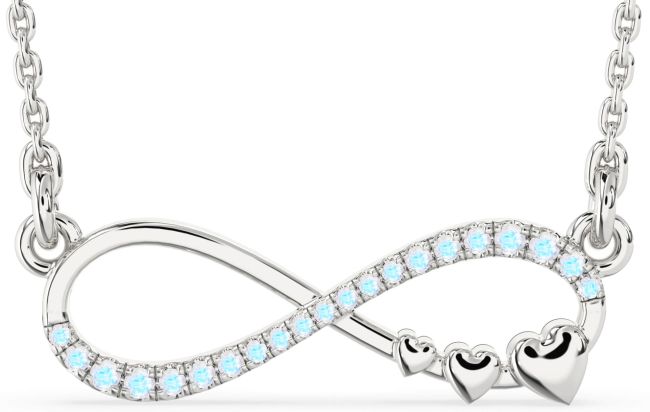 Large Moonstone Silver Infinity Heart Necklace