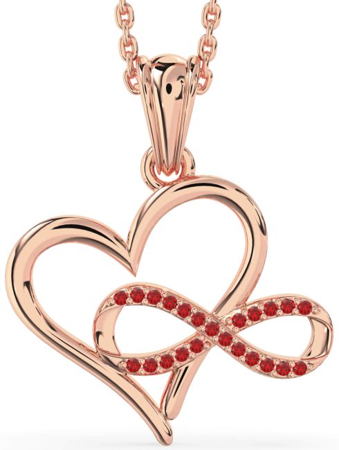 Ruby Rose Gold Heart Infinity Necklace
