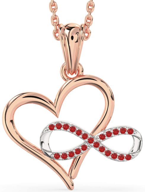 Ruby Rose Gold Silver Heart Infinity Necklace