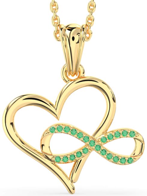 Emerald Gold Heart Infinity Necklace