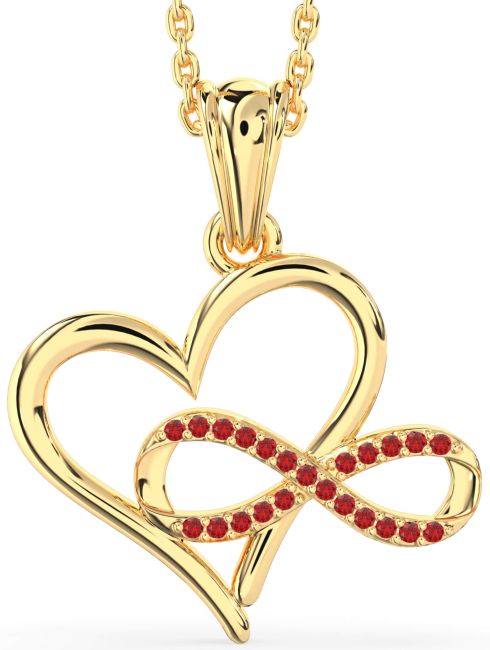 Ruby Gold Heart Infinity Necklace