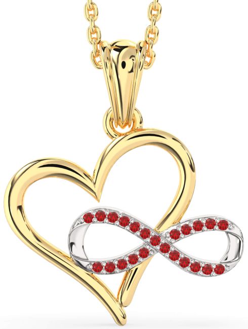 Ruby Gold Silver Heart Infinity Necklace