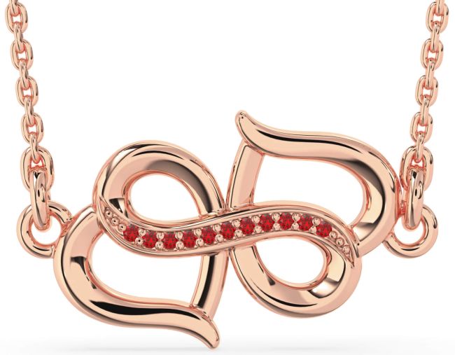 Ruby Rose Gold Heart Infinity Necklace