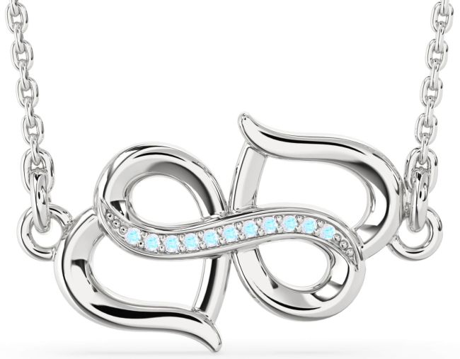 Moonstone Silver Heart Infinity Necklace