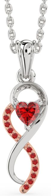 Ruby Rose Gold Silver Infinity Heart Necklace