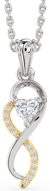 Diamond Platinum & Yellow Gold Infinity Heart Necklace