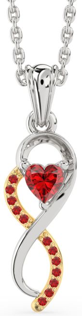Ruby Gold Silver Infinity Heart Necklace