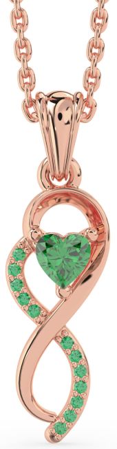 Emerald Rose Gold Infinity Heart Necklace