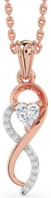 Diamond Rose Gold Silver Infinity Heart Necklace