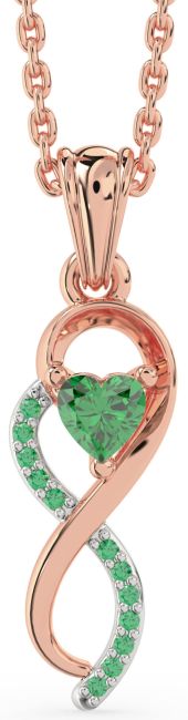 Emerald Rose Gold Silver Infinity Heart Necklace
