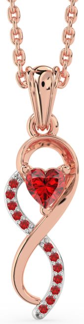 Ruby Rose Gold Silver Infinity Heart Necklace