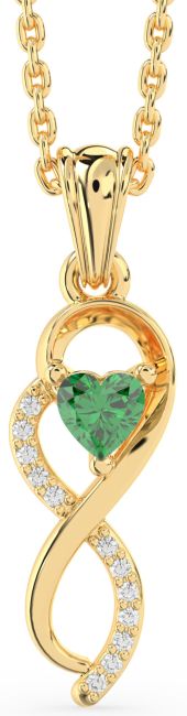 Diamond & Emerald Gold Infinity Heart Necklace