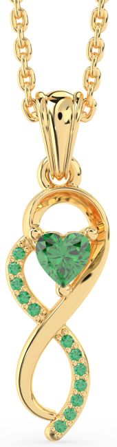 Emerald Gold Infinity Heart Necklace
