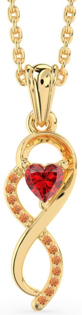 Ruby & Citrine Gold Silver Infinity Heart Necklace