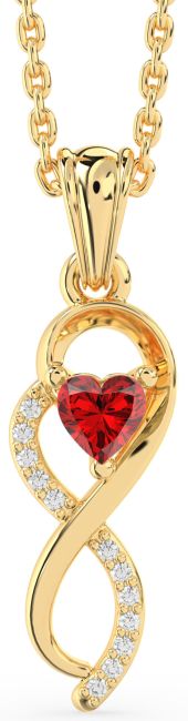 Diamond & Ruby Gold Infinity Heart Necklace