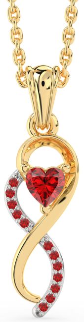 Ruby Gold Silver Infinity Heart Necklace