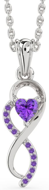 Amethyst Silver Infinity Heart Necklace