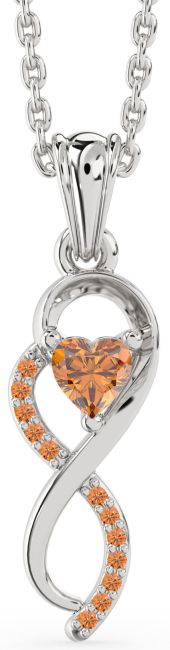 Citrine Silver Infinity Heart Necklace