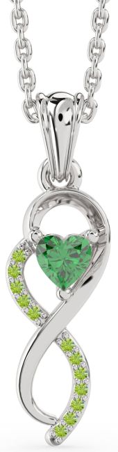 Emerald & Peridot Silver Infinity Heart Necklace