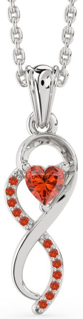 Fire Opal Silver Infinity Heart Necklace