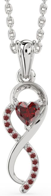 Garnet Silver Infinity Heart Necklace