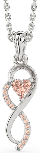 Morganite Silver Infinity Heart Necklace