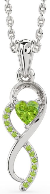 Peridot Silver Infinity Heart Necklace
