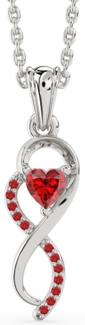 Ruby Silver Infinity Heart Necklace