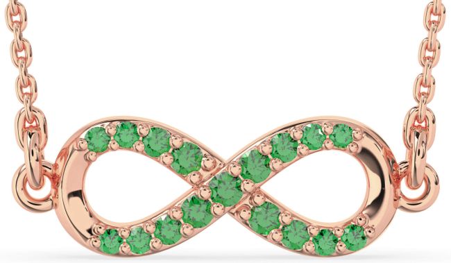 Emerald Rose Gold Infinity Necklace